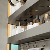 Multi-Tier Grey Metal Bathroom Storage Set with Rack Image - 18