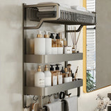 Multi-Tier Grey Metal Bathroom Storage Set with Rack Image - 5