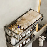 Multi-Tier Grey Metal Bathroom Storage Set with Rack Image - 7