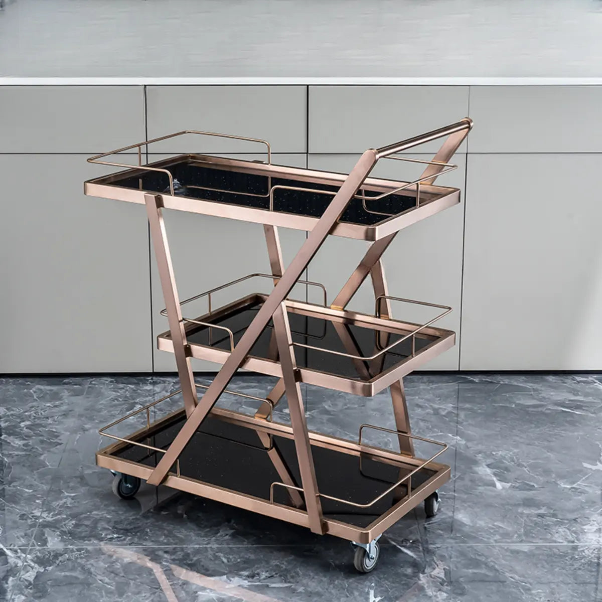 Multi-Tier Portable Metal-Wood Mobile Kitchen Cart Image - 25