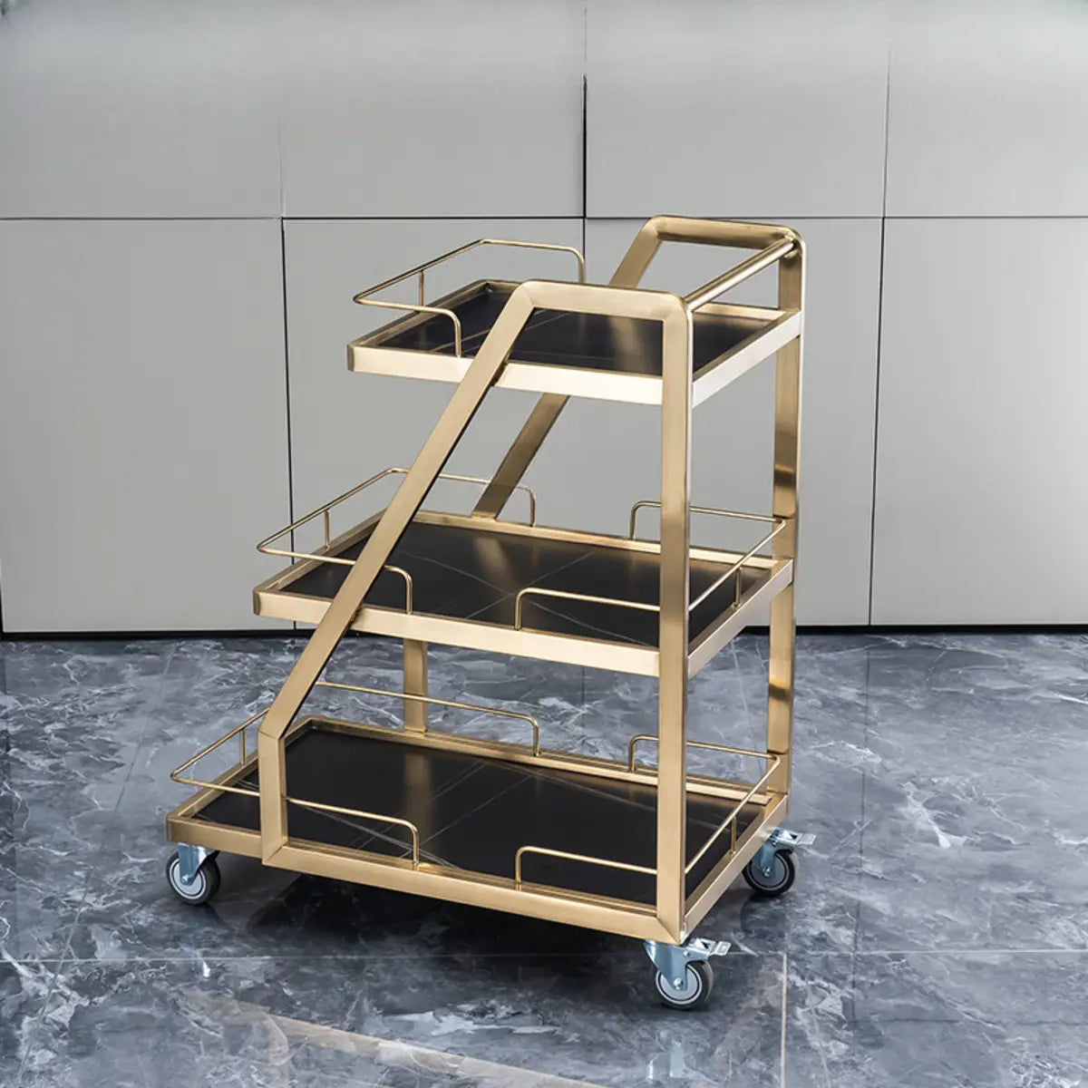 Multi-Tier Portable Metal-Wood Mobile Kitchen Cart Image - 11