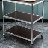 Multi-Tier Portable Metal-Wood Mobile Kitchen Cart Image - 3