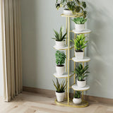 Multi-Tier Round Tray Floor Metal Plant Stand White Image - 13