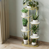 Multi-Tier Round Tray Floor Metal Plant Stand White Image - 15