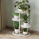 Multi-Tier Round Tray Floor Metal Plant Stand White Image - 16