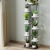 Multi-Tier Round Tray Floor Metal Plant Stand White Image - 17