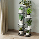 Multi-Tier Round Tray Floor Metal Plant Stand White Image - 19