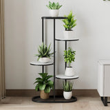 Multi-Tier Round Tray Floor Metal Plant Stand White Image - 2