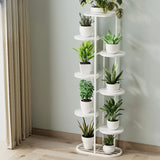 Multi-Tier Round Tray Floor Metal Plant Stand White Image - 20