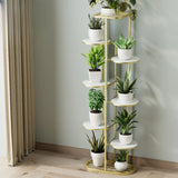 Multi-Tier Round Tray Floor Metal Plant Stand White Image - 22