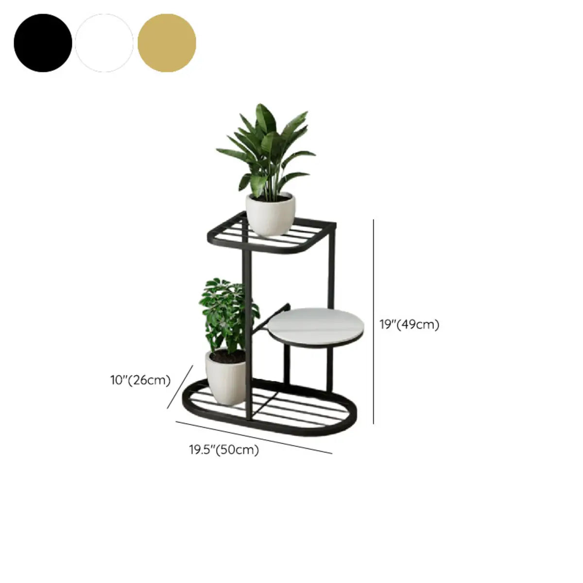 Multi-Tier Round Tray Floor Metal Plant Stand White 