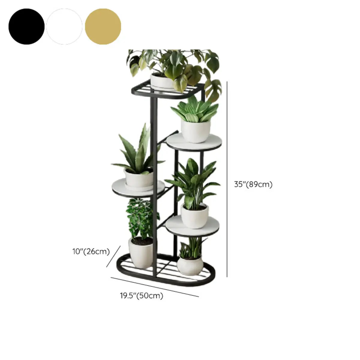 Multi-Tier Round Tray Floor Metal Plant Stand White Image - 29