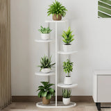 Multi-Tier Round Tray Floor Metal Plant Stand White Image - 3