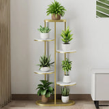 Multi-Tier Round Tray Floor Metal Plant Stand White Image - 5