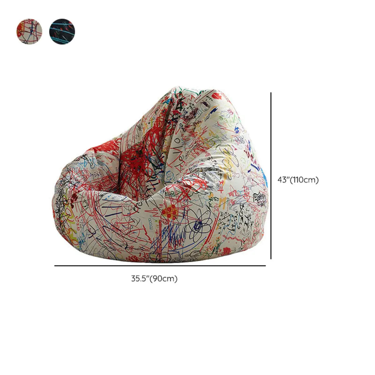 Multicolor Abstract Pattern Cotton Washable Bean Bag Chair Image - 10