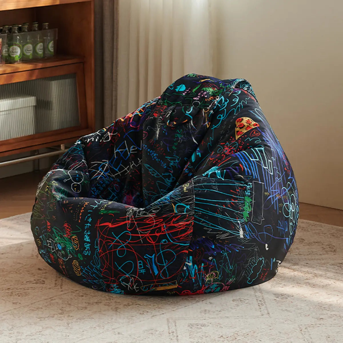 Multicolor Abstract Pattern Cotton Washable Bean Bag Chair Image - 4