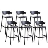 Multicolor Curved Plastic Low Back Bar Stool with Footrest Image - 18