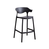 Multicolor Curved Plastic Low Back Bar Stool with Footrest Image - 2