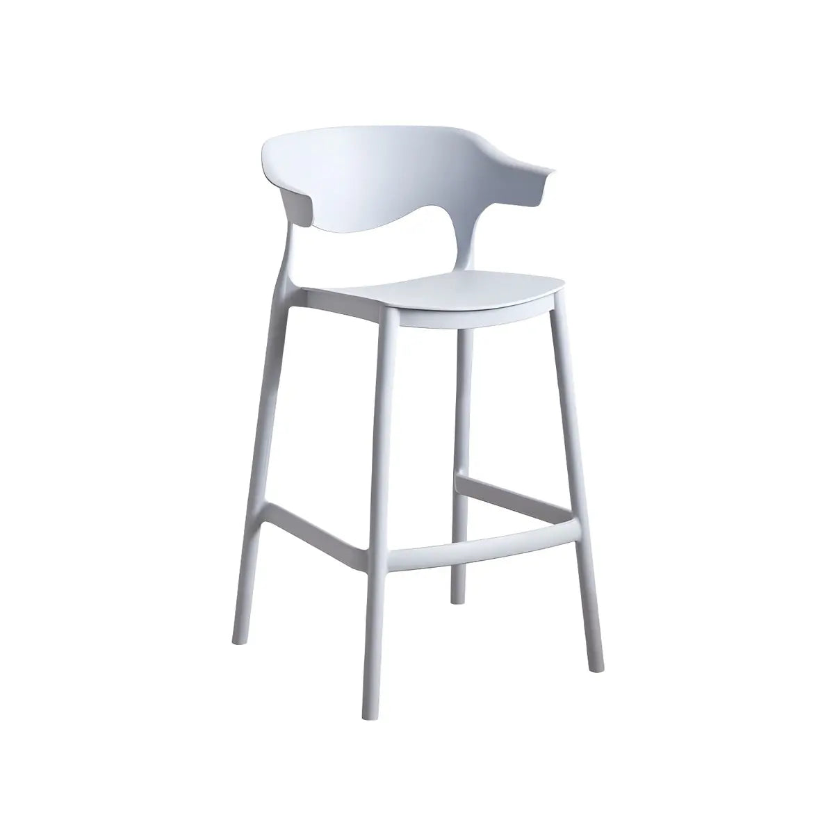 Multicolor Curved Plastic Low Back Bar Stool with Footrest Image - 21