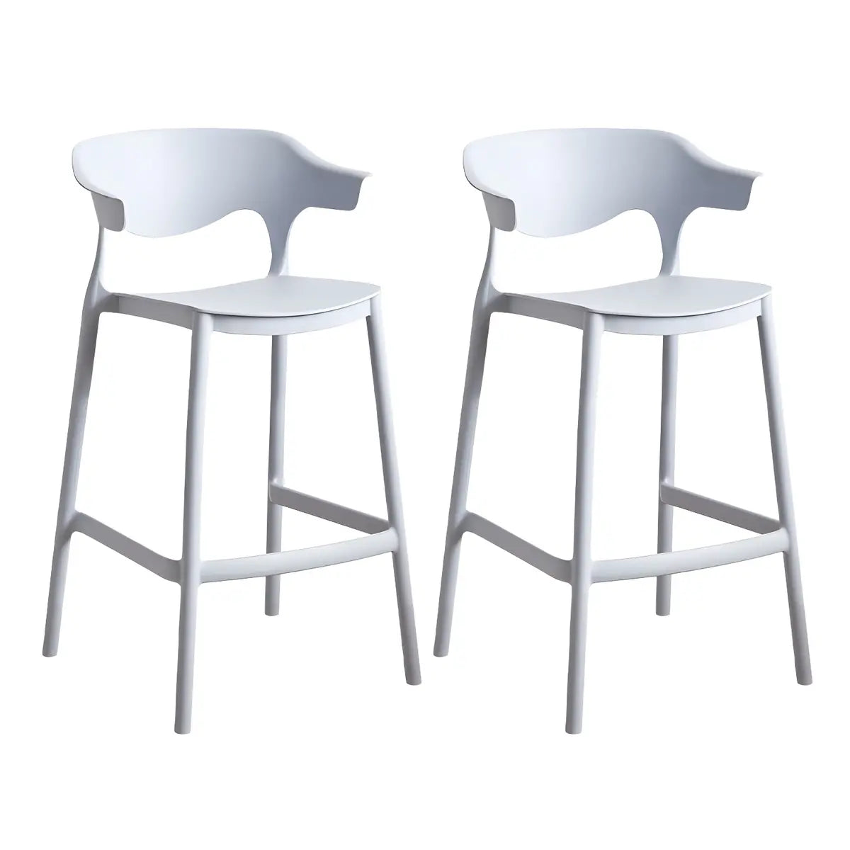 Multicolor Curved Plastic Low Back Bar Stool with Footrest Image - 24