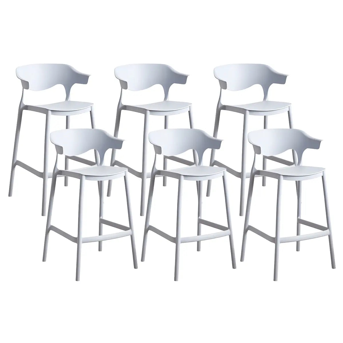 Multicolor Curved Plastic Low Back Bar Stool with Footrest Image - 27