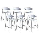 Multicolor Curved Plastic Low Back Bar Stool with Footrest Image - 27