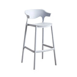 Multicolor Curved Plastic Low Back Bar Stool with Footrest Image - 29