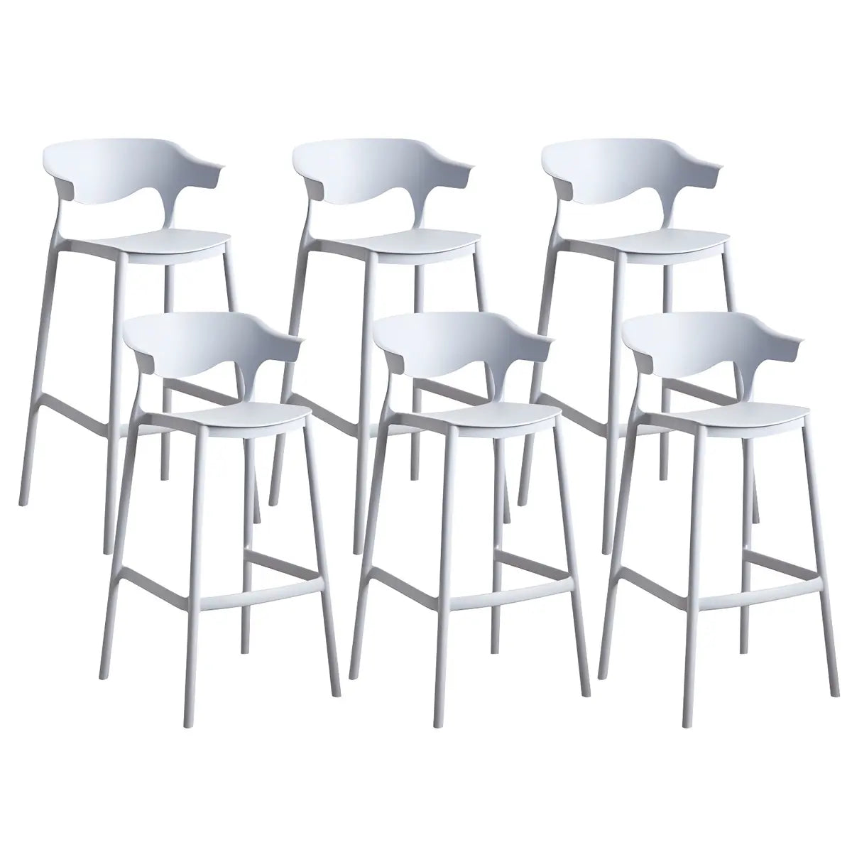 Multicolor Curved Plastic Low Back Bar Stool with Footrest Image - 32