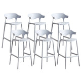 Multicolor Curved Plastic Low Back Bar Stool with Footrest Image - 32