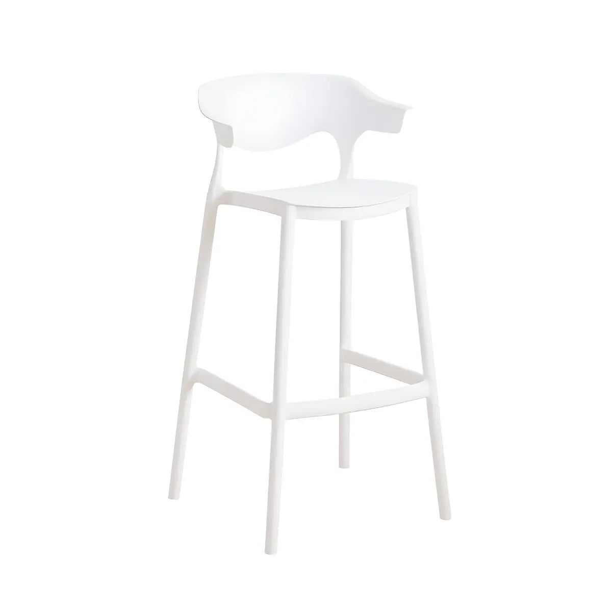 Multicolor Curved Plastic Low Back Bar Stool with Footrest Image - 39