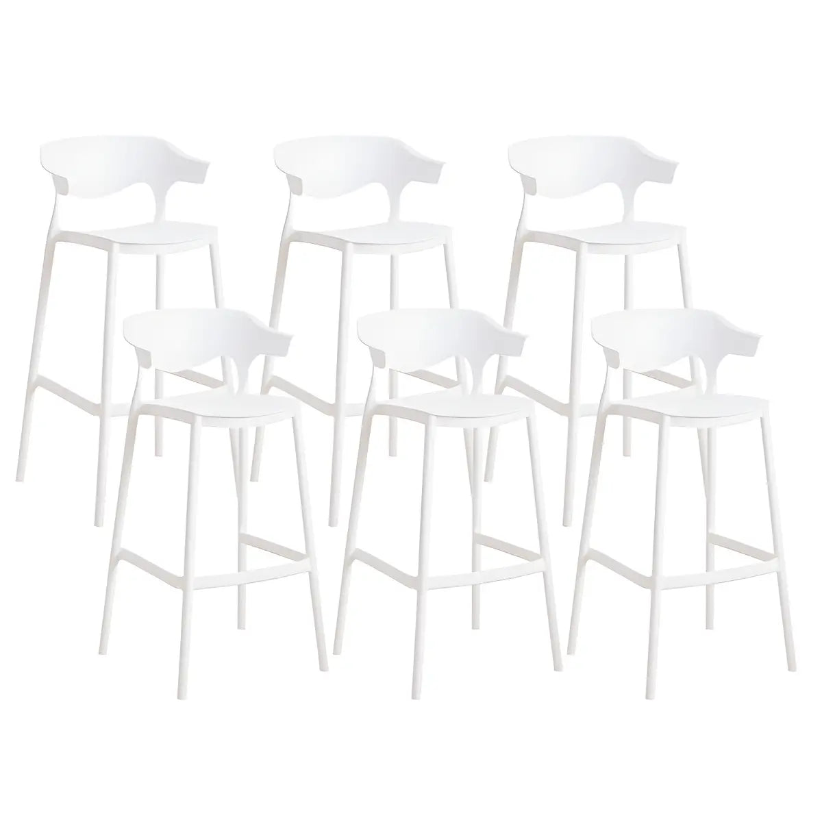 Multicolor Curved Plastic Low Back Bar Stool with Footrest Image - 42