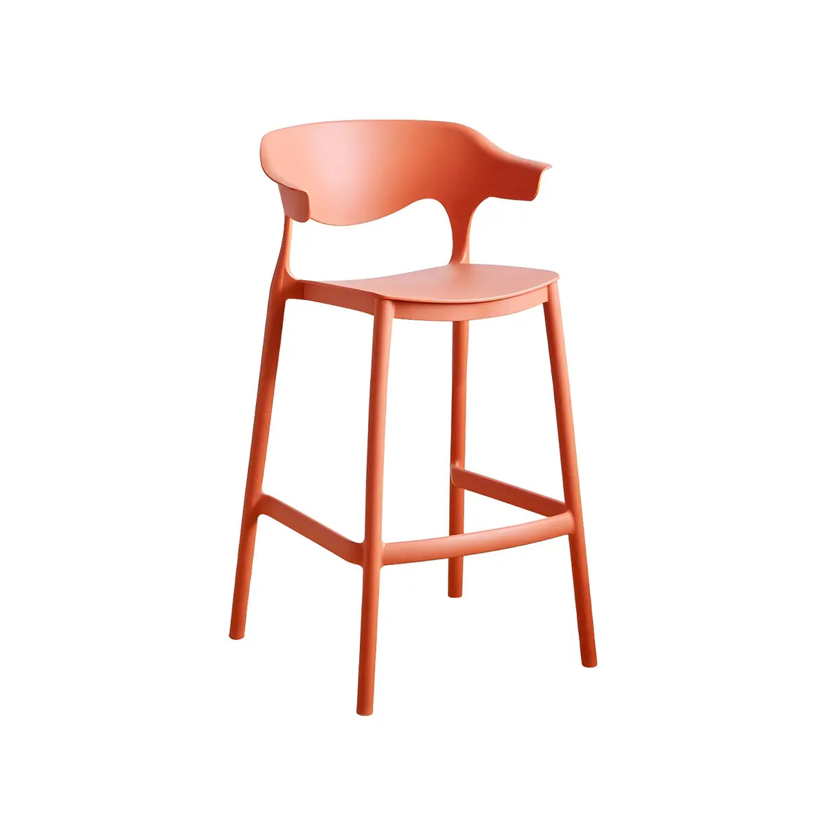 Multicolor Curved Plastic Low Back Bar Stool with Footrest Image - 44