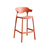 Multicolor Curved Plastic Low Back Bar Stool with Footrest Image - 44