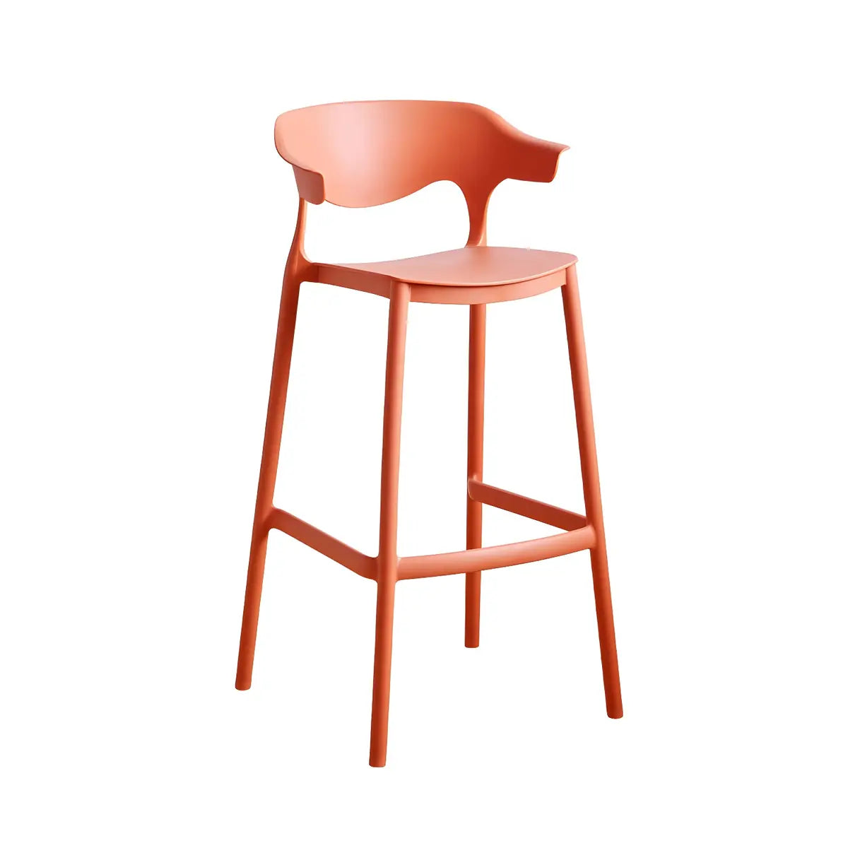 Multicolor Curved Plastic Low Back Bar Stool with Footrest Image - 49