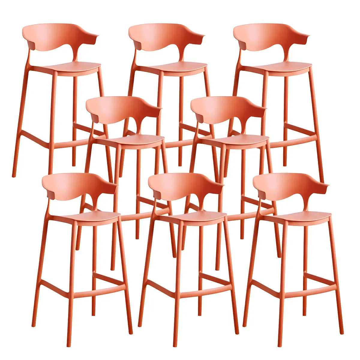 Multicolor Curved Plastic Low Back Bar Stool with Footrest Image - 53