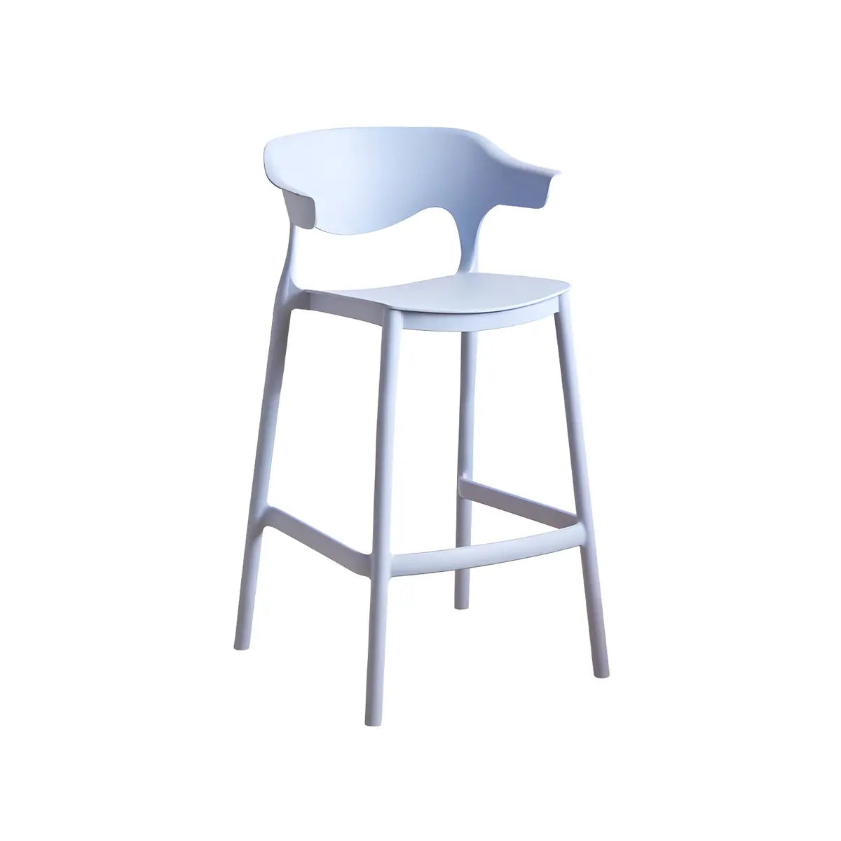 Multicolor Curved Plastic Low Back Bar Stool with Footrest Image - 64