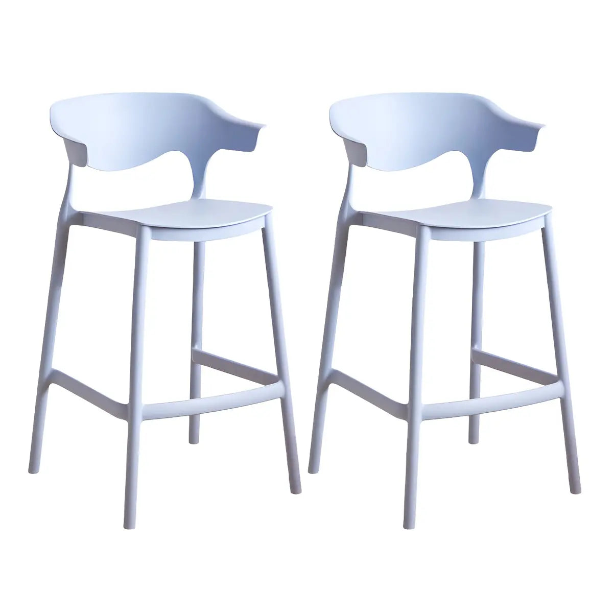 Multicolor Curved Plastic Low Back Bar Stool with Footrest Image - 65