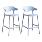 Multicolor Curved Plastic Low Back Bar Stool with Footrest Image - 65