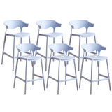 Multicolor Curved Plastic Low Back Bar Stool with Footrest Image - 67