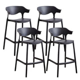 Multicolor Curved Plastic Low Back Bar Stool with Footrest Image - 6