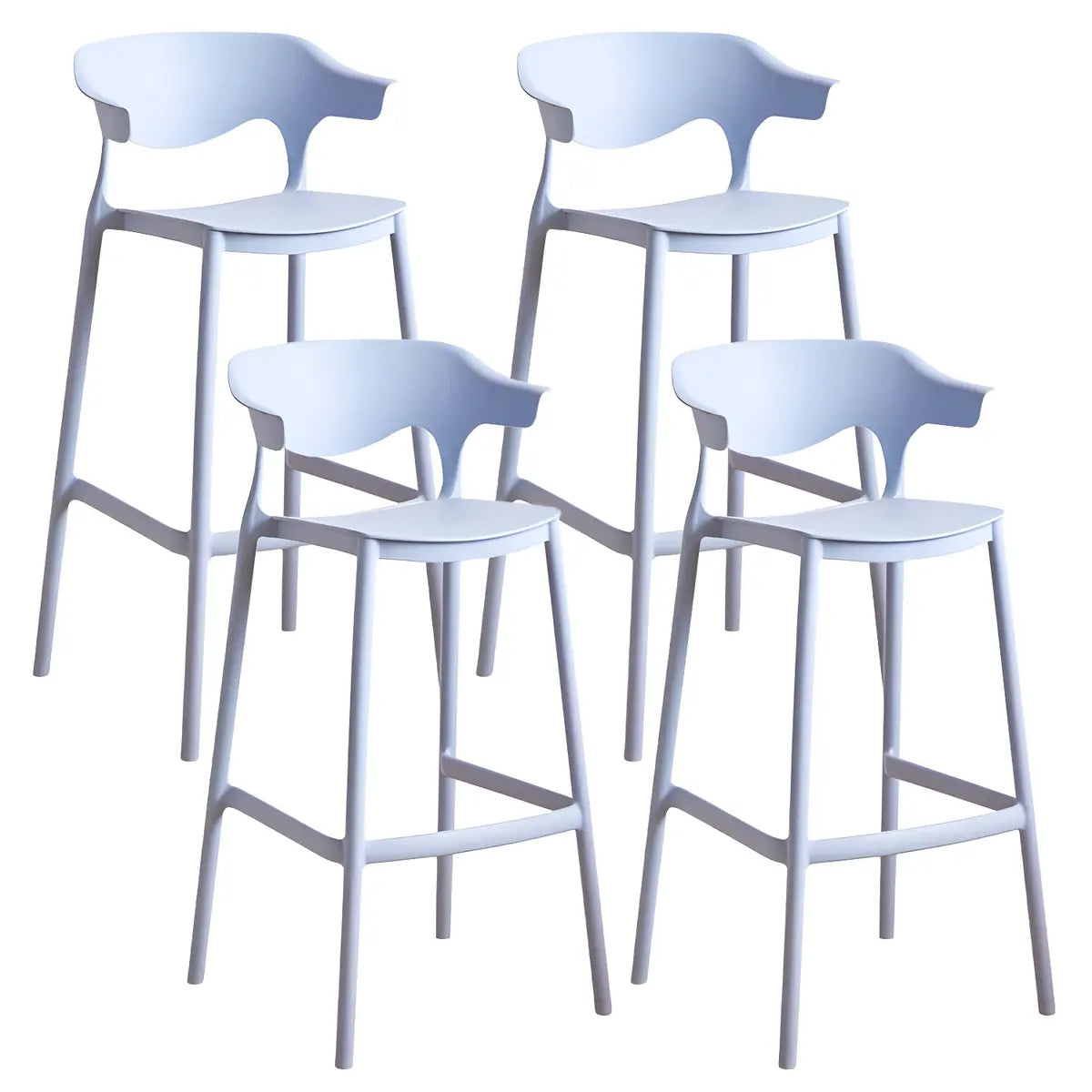 Multicolor Curved Plastic Low Back Bar Stool with Footrest Image - 71