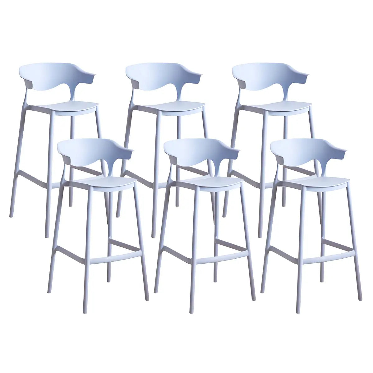 Multicolor Curved Plastic Low Back Bar Stool with Footrest Image - 72