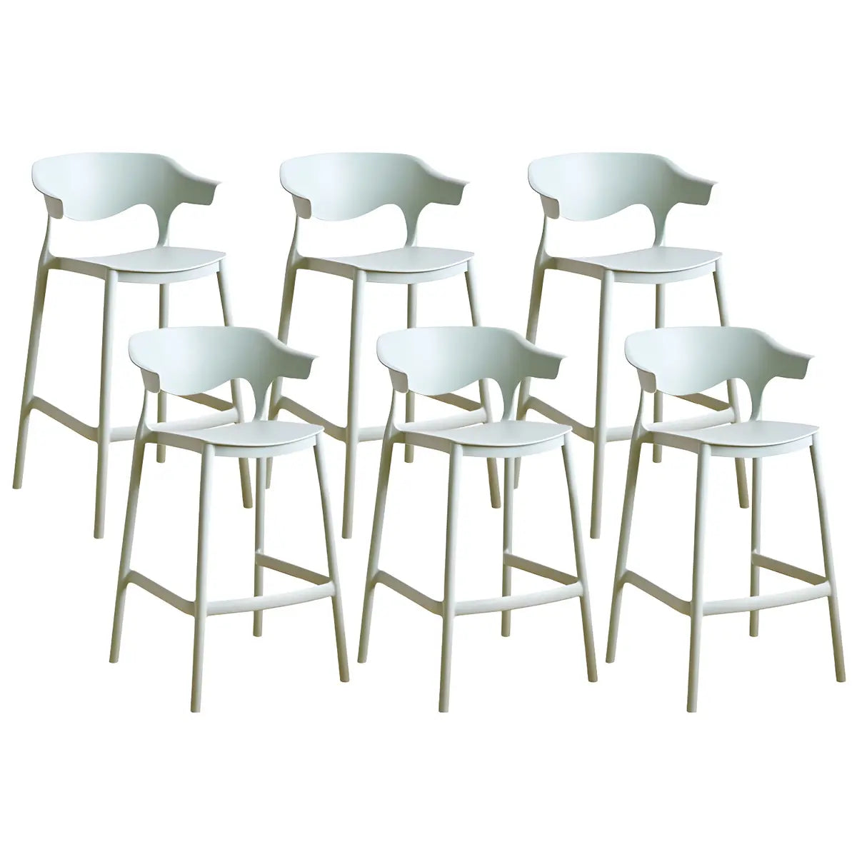 Multicolor Curved Plastic Low Back Bar Stool with Footrest Image - 77