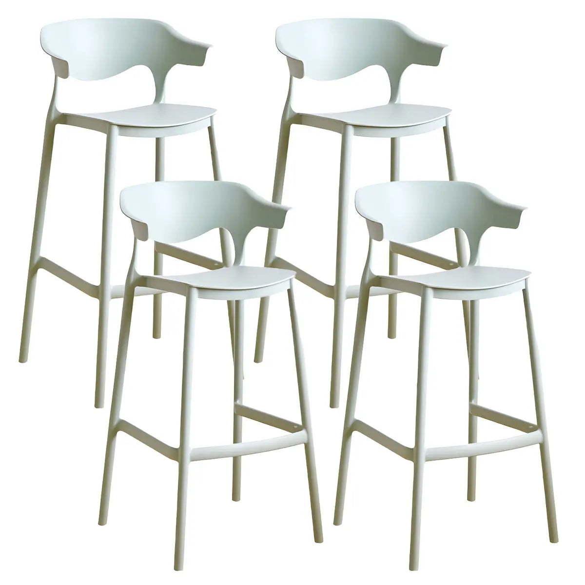 Multicolor Curved Plastic Low Back Bar Stool with Footrest Image - 81