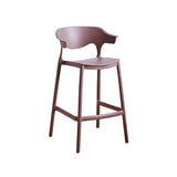 Multicolor Curved Plastic Low Back Bar Stool with Footrest Image - 84