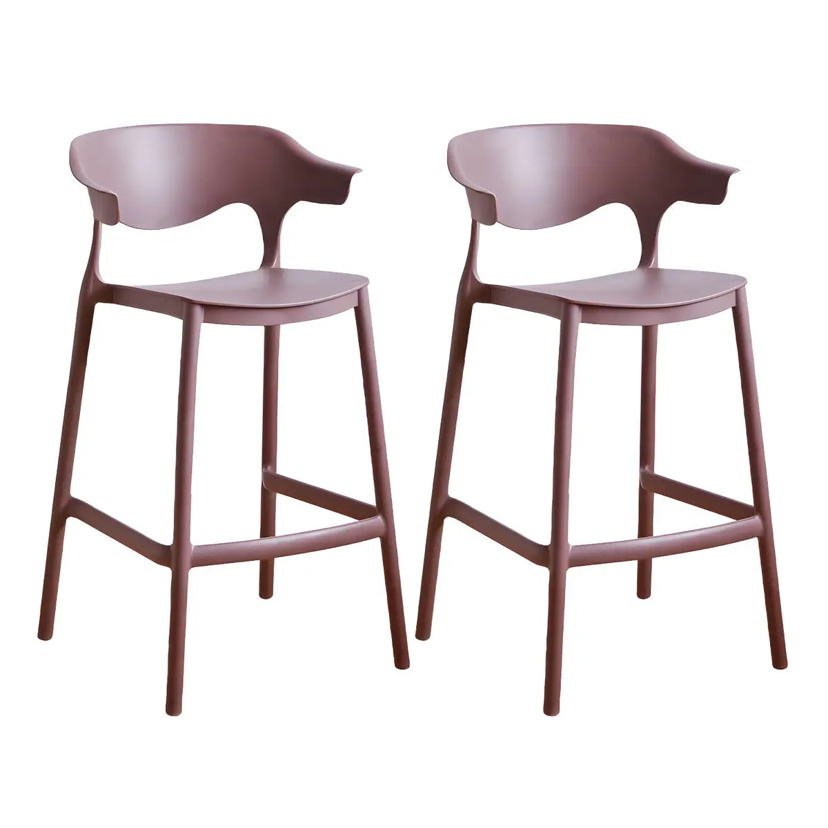 Multicolor Curved Plastic Low Back Bar Stool with Footrest Image - 85