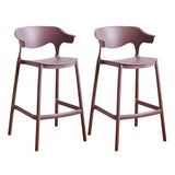 Multicolor Curved Plastic Low Back Bar Stool with Footrest Image - 85