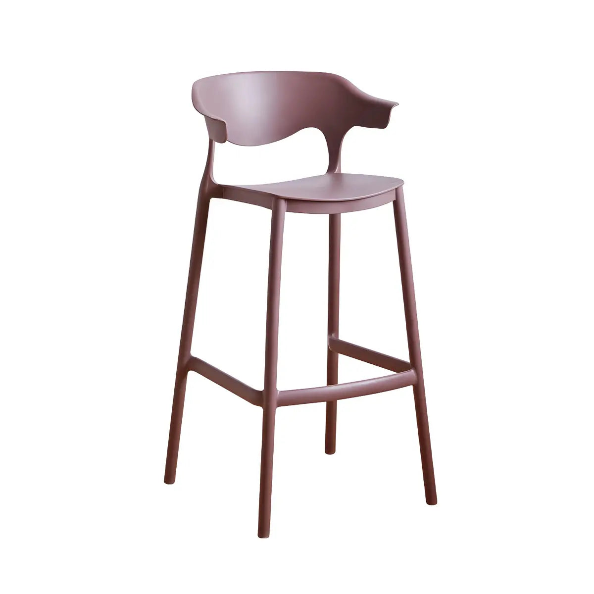 Multicolor Curved Plastic Low Back Bar Stool with Footrest Image - 89