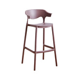 Multicolor Curved Plastic Low Back Bar Stool with Footrest Image - 89