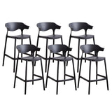 Multicolor Curved Plastic Low Back Bar Stool with Footrest Image - 8